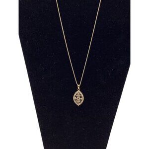 Gold Tone Raindrop Pendant Necklace With Round Cut CZ Accent 18" Chain Length